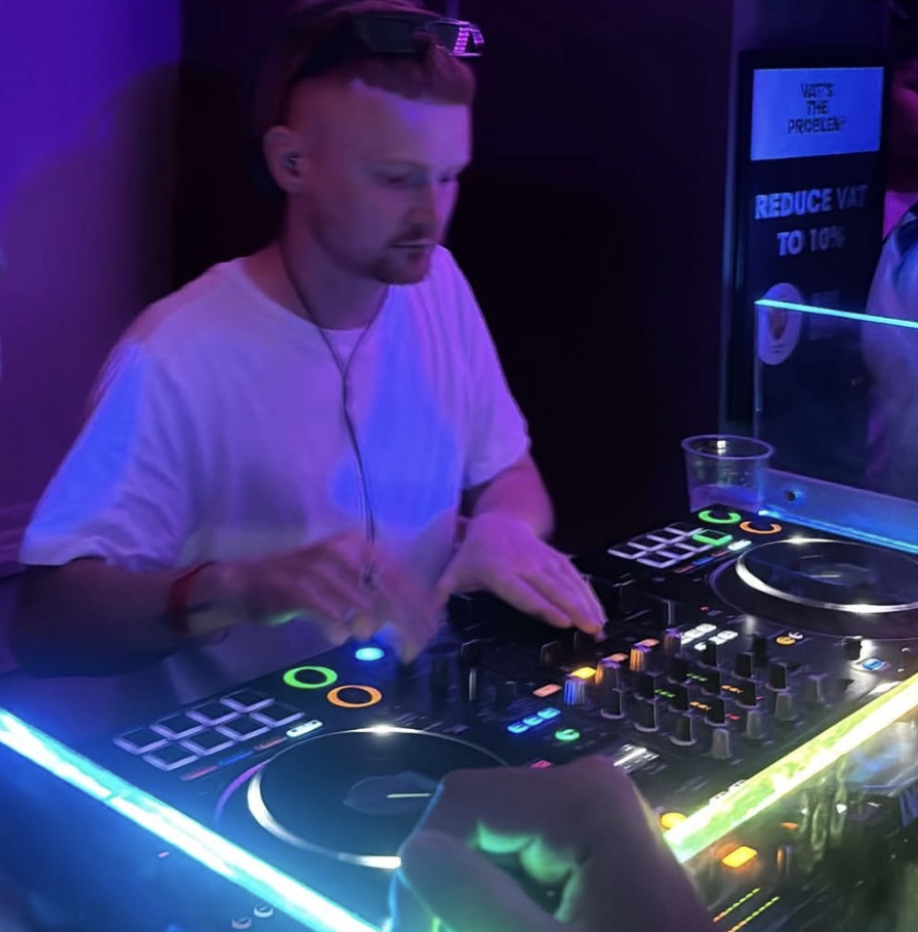 DJ booth with crowd