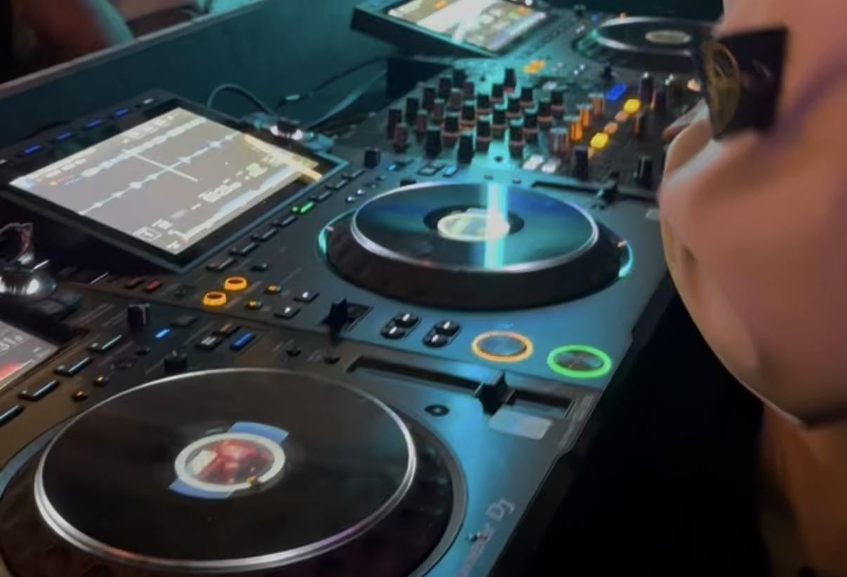 CDJs / mixer, dramatic dark product shot